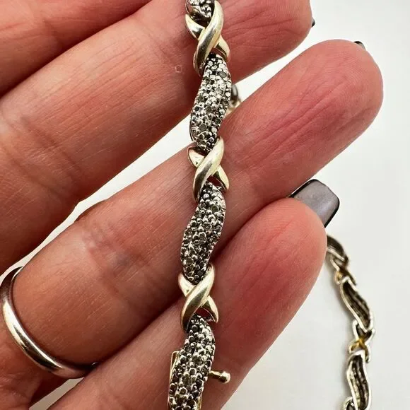 8" genuine diamond and vermeil over sterling silver, stamped bracelet! - Picture 8 of 10